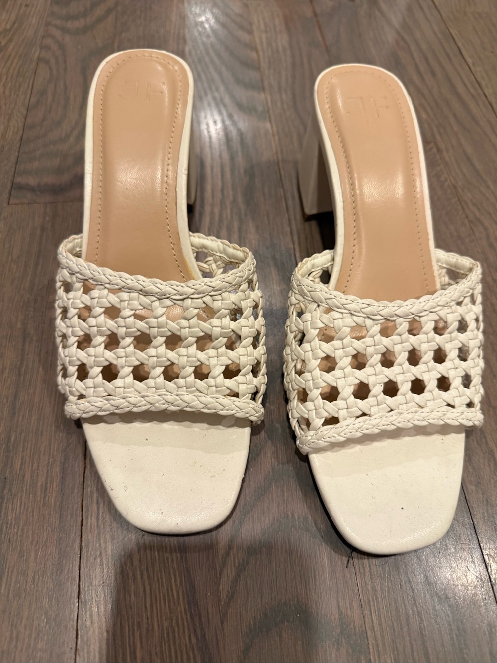 JF White Braided Slide Mules size 8